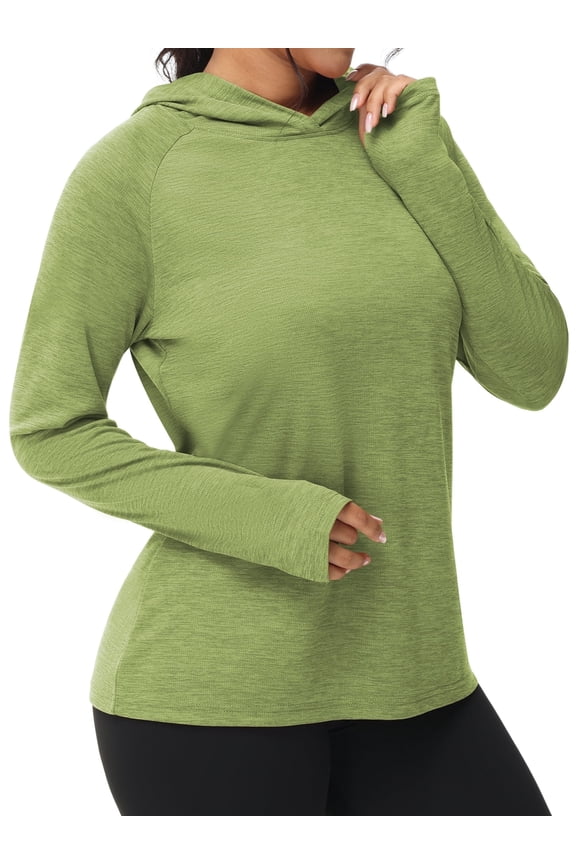 Women's UPF 50+ Sun Protection Long Sleeve Plus Size Hoodie Shirts for Fishing Hiking UV Outdoors T-Shirt Lightweight Hoodie Fruit Green S