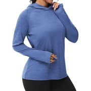 Satankud Women's UPF 50+ Sun Protection Long Sleeve Plus Size Hoodie Shirts for Fishing Hiking UV Outdoors T-Shirt Lightweight Hoodie Navy XS