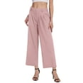 thumbnail image 1 of Satankud Women's Wide Leg Pants 27" High Waisted Waffle Knit Casual Slacks Work Pants Business Palazzo Trousers with Pockets Pink XL, 1 of 11