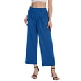 thumbnail image 1 of Satankud Women's Wide Leg Pants 27" High Waisted Waffle Knit Casual Slacks Work Pants Business Palazzo Trousers with Pockets Royal Blue S, 1 of 11