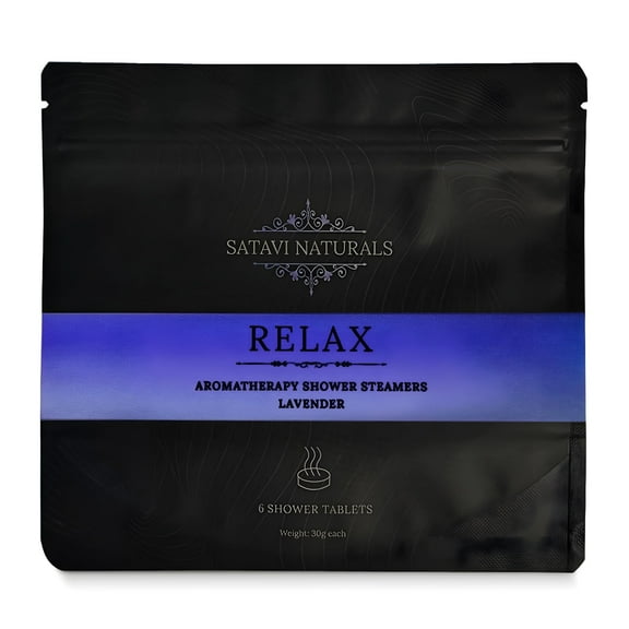 Satavi Naturals Aromatherapy Shower Steamers (6-Pack) Relax - Lavender Scented Vapor Tabs for Self-Care, Aromatic Shower Bath Bombs, Natural Essential Oils for Women & Men