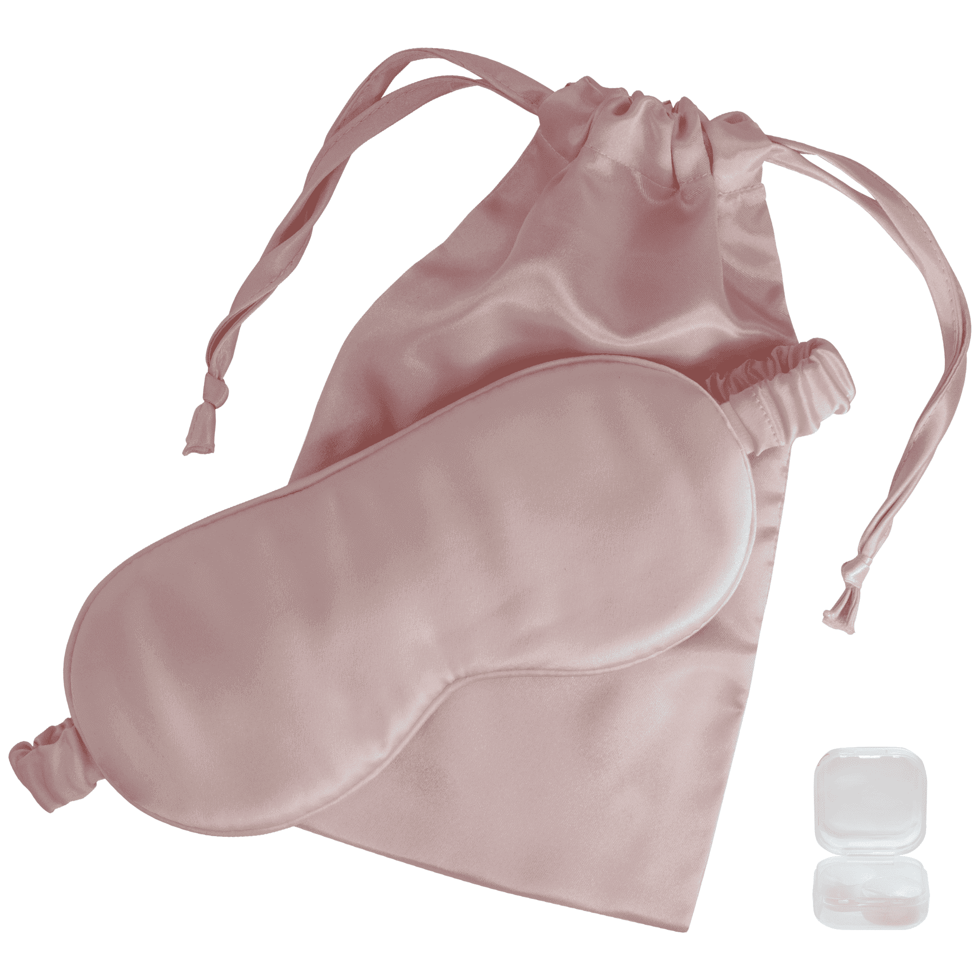 Satavi Naturals Mulberry Silk Eye Mask with Ear Plugs & Bag - Light Blocking Sleep Mask, Pink