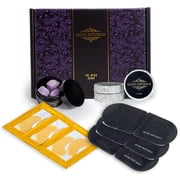 Satavi Naturals The Wind Down Self Care Set - Relaxation Kit and Care Package Including Steam Eye Mask, Lavender Sugar Scrub & Aromatherapy Shower Steamers, 24K Gold Eye Masks - Spa Gifts for Women
