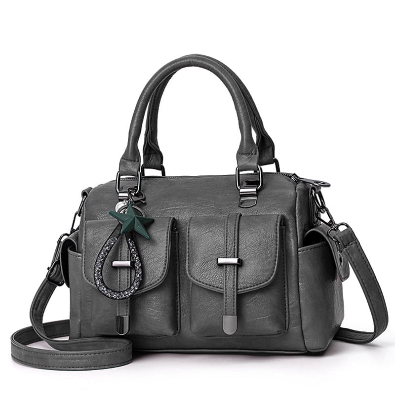 Satchel Handbags for Women Crossbody Tote Bags Medium Purse Top Handle Vegan Leather Shoulder Bag with Pendant