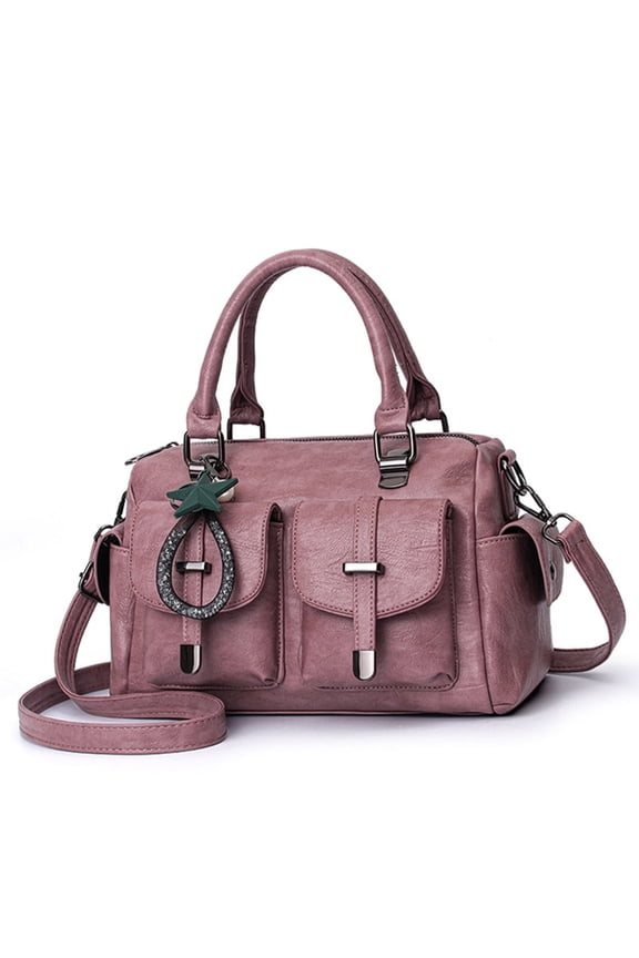 Satchel Handbags for Women Crossbody Tote Bags Medium Purse Top Handle Vegan Leather Shoulder Bag with Pendant