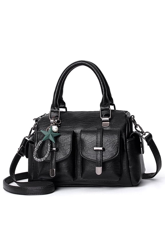 Satchel Handbags for Women Crossbody Tote Bags Medium Purse Top Handle Vegan Leather Shoulder Bag with Pendant