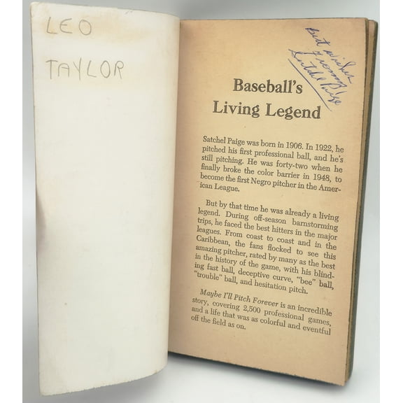 Satchel Paige Autographed Maybe I'll Pitch Forever Book Negro Leagues "Best Wishes" Beckett BAS #AE43590