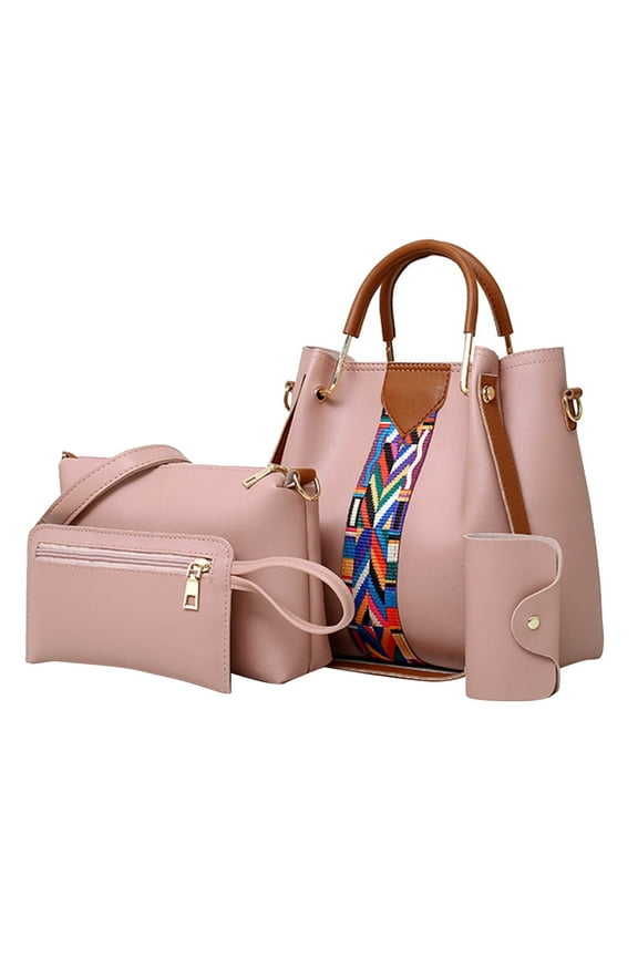 Satchel Purse Women Small Size Fashion Tote Bags Shoulder Bag Set in Leather Handbags Girls Tote Bag Shoulder Bag Top Handle Satchel Purse Set 4Pcs