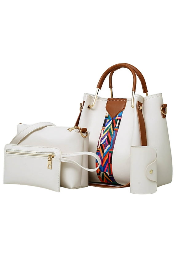 Satchel Purse Women Small Size Fashion Tote Bags Shoulder Bag Set in Leather Handbags Girls Tote Bag Shoulder Bag Top Handle Satchel Purse Set 4Pcs