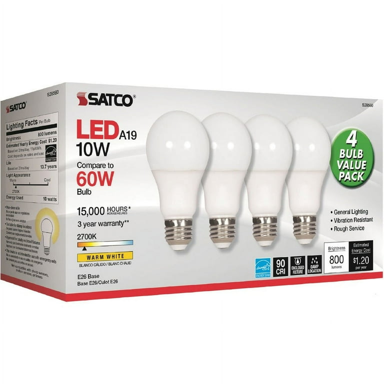 Satco 10W A19 LED 2700K Frosted Bulbs Satco 10W A19 LED 2700K Frosted Bulbs