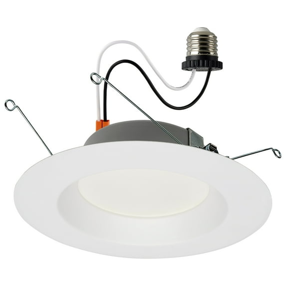 Satco 12.5 Watt LED Downlight Retrofit 5-6" 2700K 120 Volts Dimmable White Finish