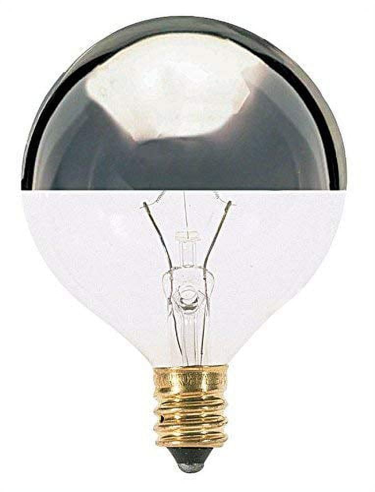 Satco S3246 G16.5 Incandescent Silver Crown Globe Light Bulbs 60W 120V 2700K E12 Candelabra Base Dimmable (12 Pack)