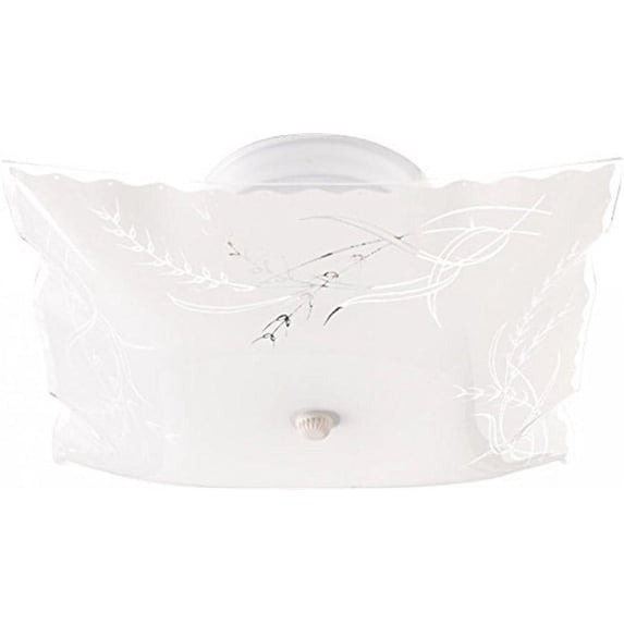 Satco 12” Square Wheat Flush Mount Light with Glass Shade