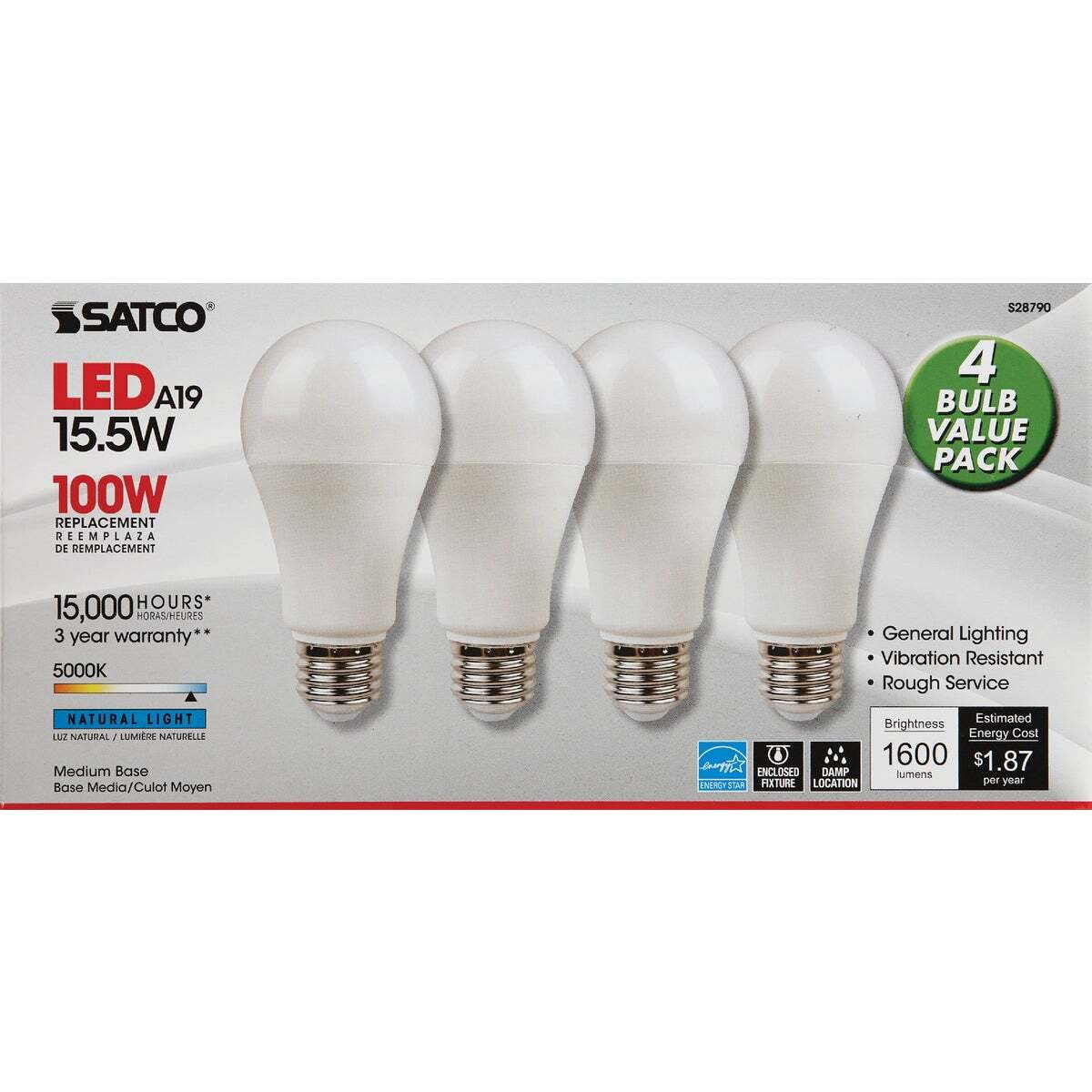 BULB LED 15.5W A19 5K (Pack of 1)