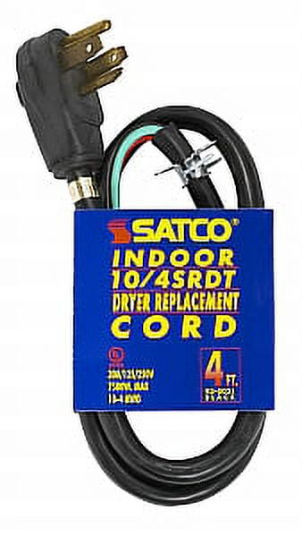 Satco 4 FT Black Round Heavy Duty Dryer Cord
