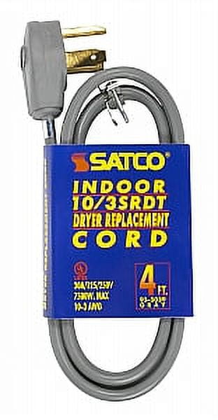Satco 4 FT Gray Flat Replacement Dryer Cord
