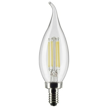 Satco 4 Watt CA10 LED - Clear - Candelabra base - 90 CRI - 2700K - 120 Volt