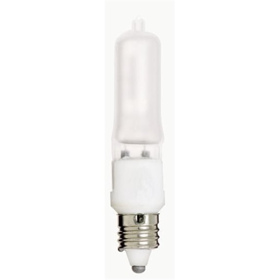 Satco S1914 - 50 watt; Halogen; T4; Frosted; 2000 Average rated Hours; 675 Lumens; Mini Cand base; 120 volts