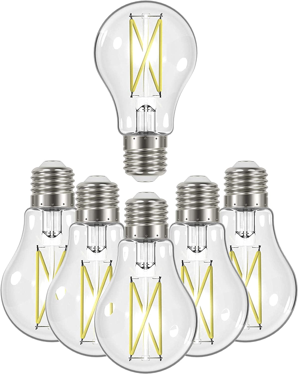 SATCO S12417 8W 120V LED A19 Bulbs E26 Base 4000K High Lumen  Dimmable (6 Pack)
