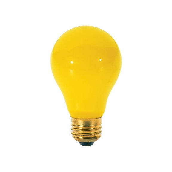 Satco S3938 - 60 watt A19 Incandescent; Yellow; 2000 average rated hours; Medium base; 130 volts; 2/Pack