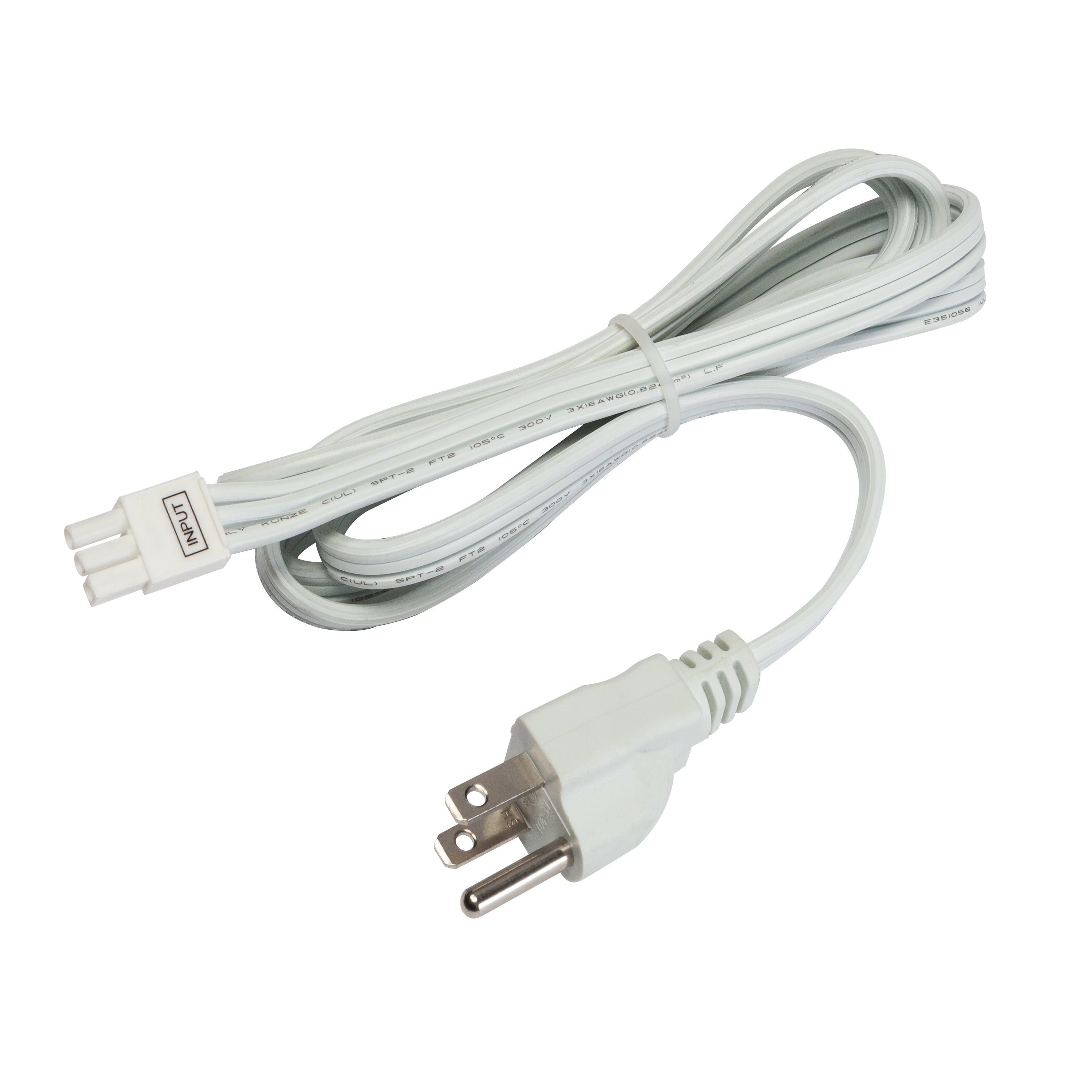 60-Inch White Under Cabinet LED Power Cord Supply