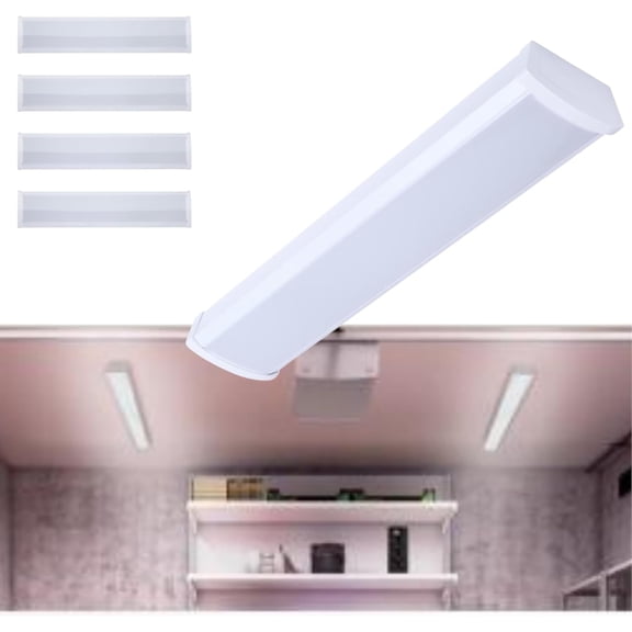 Satco 65-1210 2FT LED Ceiling Wrap Light, 20W, CCT Selectable 2700K–5000K, 1600 Lumens, 120-277V, Non-Dimmable, Damp Rated, 4 Pack