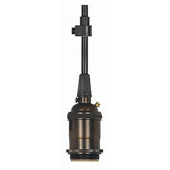 Satco 660W 250V E26 Keyless Dark Antique Brass Lampholder with 10ft Black Cord