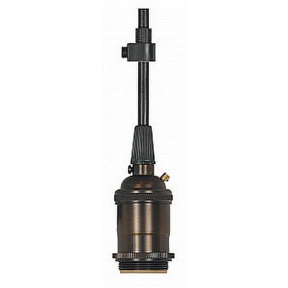 Satco 660W 250V E26 Keyless Dark Antique Brass Lampholder with 10ft Black Cord