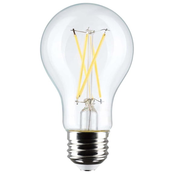 Satco S12462 60W Equivalent Warm White A19 Medium Clear Dimmable LED Light Bulb - pack of 4