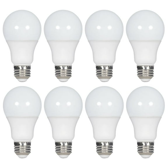 Satco 9 Watt A19 LED - 2700K - Non-Dimmable - E26 - 80 CRI - 8-pack