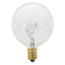 Satco A3921 - 15 watt G16 1/2 Incandescent; Clear; 2500 average rated hours; 98 lumens; Candelabra base; 130 volts