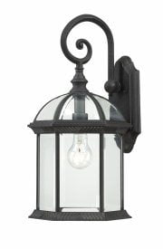 Boxwood Textured Black Traditional Outdoor Wall Lantern 19"
