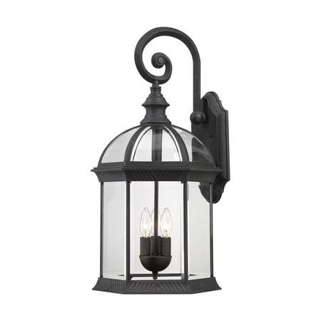 Satco Boxwood Textured Black Traditional Outdoor w/ 3 Light 60W