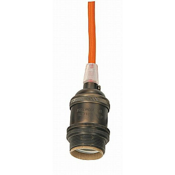 Satco Cast Brass Polished Nickel Keyless Socket with 10ft Orange SVT Rayon Wire