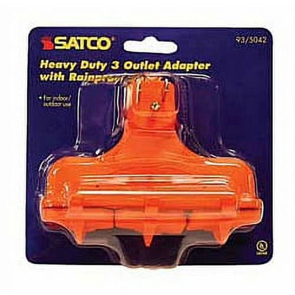 Satco Heavy Duty 3 Outlet Adapter with Rainproof Cover