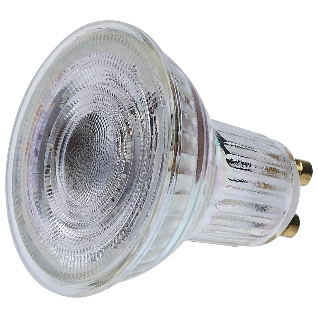 Satco LED MR16 Floodlight 5.5W 50W Equivalent 3500K Neutral White 90+ CRI 36° Beam GU10 Twist-Lock Base 120V Dimmable Clear Finish – Part S12373 (12 Pack)