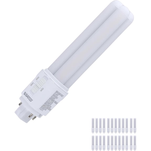 Satco LED PL Lamp 9.5W 18W/26W/32W Equivalent 3000K/3500K/4000K CCT Selectable G24q 4-Pin Base Type A Ballast Dependent Dimmable  Part S29856 (24 Pack)