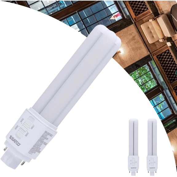 Satco LED PL Lamps 9W 18W/26W/32W CFL Equivalent 2700K/3000K/3500K/4000K CCT Selectable G24d 2-Pin Base Ballast Bypass Type B 120-277V Non-Dimmable Part S29855 (2 Pack)