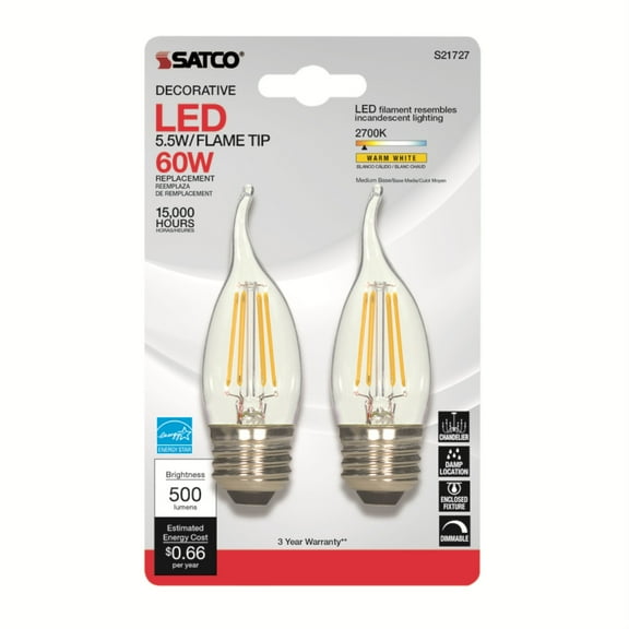 Satco Nuvo CA10 Medium LED Decorative Light Bulb