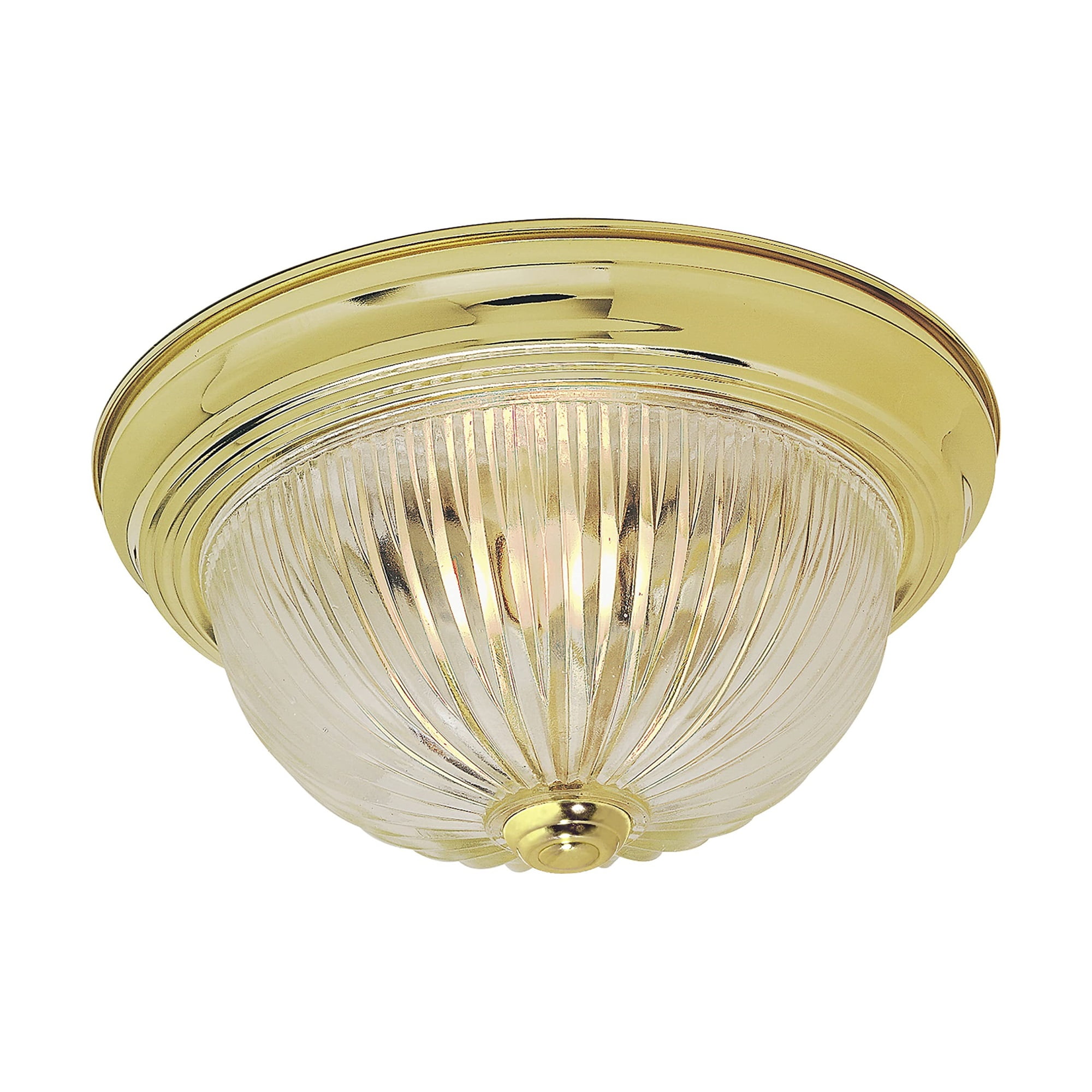 Elegant Brass and Glass 11.25'' Drum Flush Mount Light