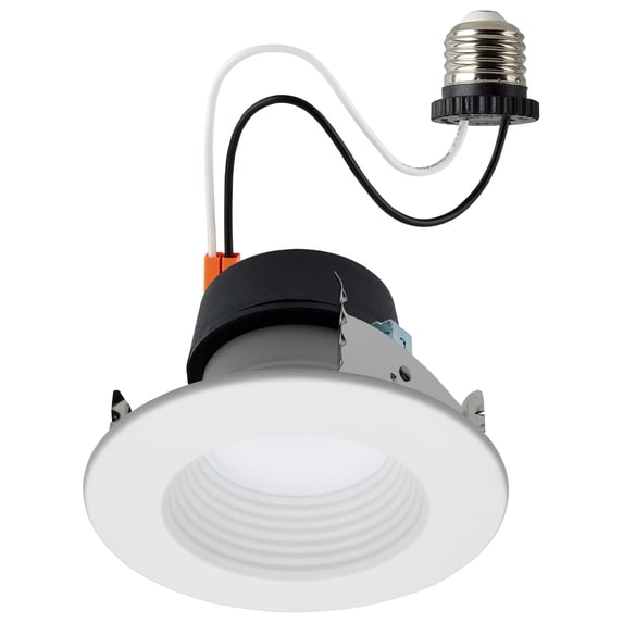 Satco Retrofit Deep Baffle 5.8/7/9.5Ws 27K/30K/35K/40K/50K CCT 4In Round White 120V