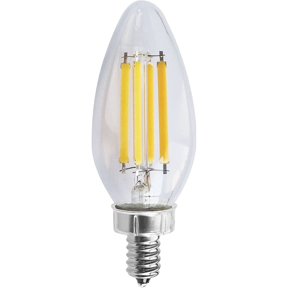 Satco S11383 C11 LED Filament Candle Light Bulbs 8W 120V 2700K Warm White Light E12 Candelabra Base Dimmable (6 Pack)