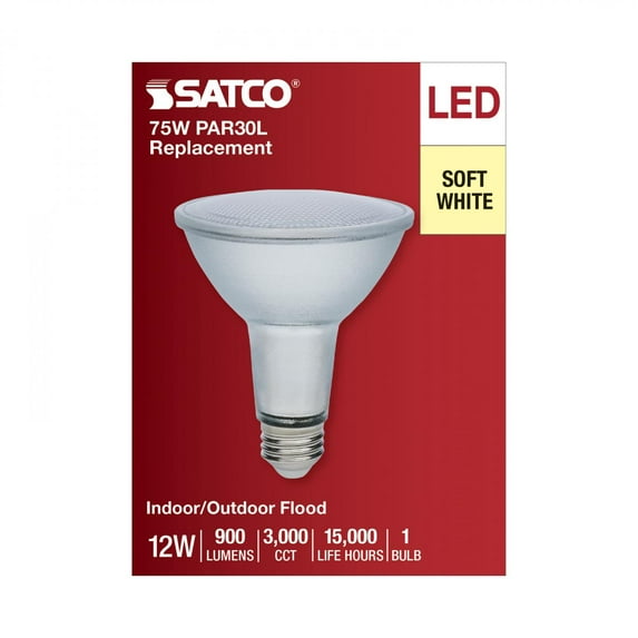 12 Watt Econo LED PAR30LN - 3000K - 35 Degree Beam Angle - Medium Base - 120-277 Volt - Silver Finish - 6-Pack