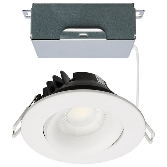 Satco S11624R1 3.5-Inch Low-Profile LED Gimbaled Directional Architectural Downlight, CCT Selectable 2700K/3000K/ 3500K/4000K/5000K, 3.5 Inches, White