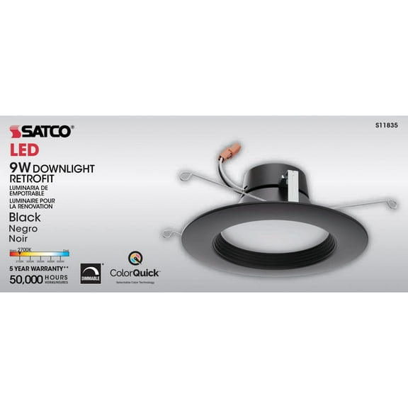 Satco S11835 ColorQuick 5-6 in. Aluminum LED Recessed Downlight, Dimmable