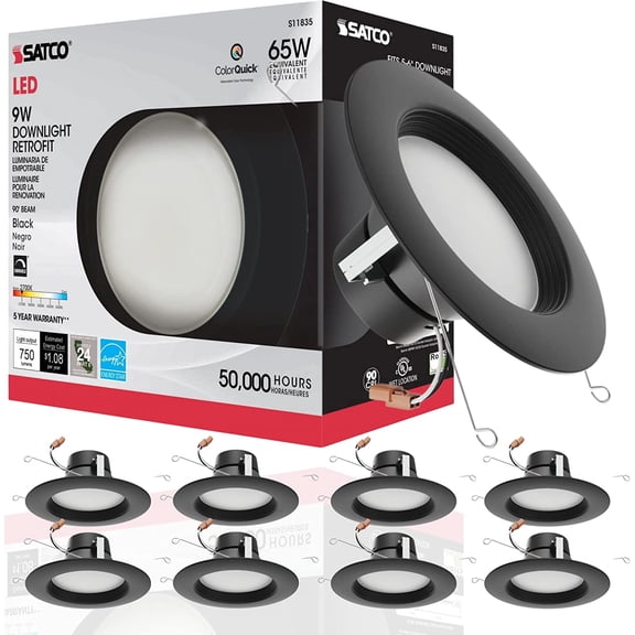 Satco S11835 8-Count LED Color Selectable 5-6 Inch Ceiling Lights, Dimmable, Bronze and Nickel