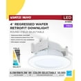 thumbnail image 1 of Satco S11895 9W LED 4-Inch Downlight Retrofit CCT Selectable 2700K–5000K 600–900 Lumens Regressed Wafer Round Matte White IC Air Tight Energy Star Wet Rated, 1 of 11
