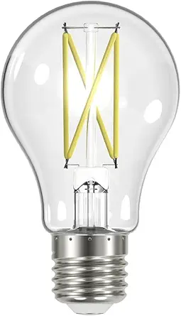 Satco S12415-8W A19 Clear LED Light Bulb, 3000K Soft White, 800 Lumens, 90 CRI, Medium E26 Base, Dimmable, 120V, 60W Equivalent, Enclosed Fixture Rated, Clear Finish Decorative LED Type A (24 Pack)