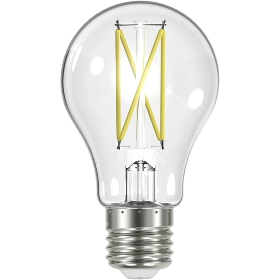Satco S12415-8W A19 Clear LED Light Bulsb, 3000K Soft White, 800 Lumens, 90 CRI, E26 Medium Base, Dimmable, 120V, 60W Equivalent, Enclosed Fixture Rated, Wet Location (24 Pack)