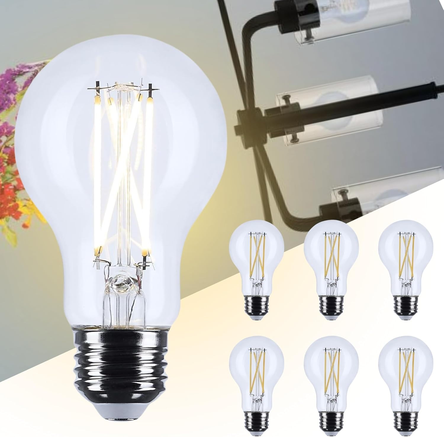 Satco S12468 LED A19 Light Bulbs 5W 120V 3500K E26 Medium Base Dimmable (6 Pack)
